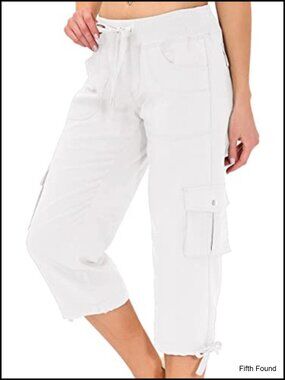 Women's Baggy Cargo Capri Pants with Pockets Lightweight Hiking Athletic Stretch